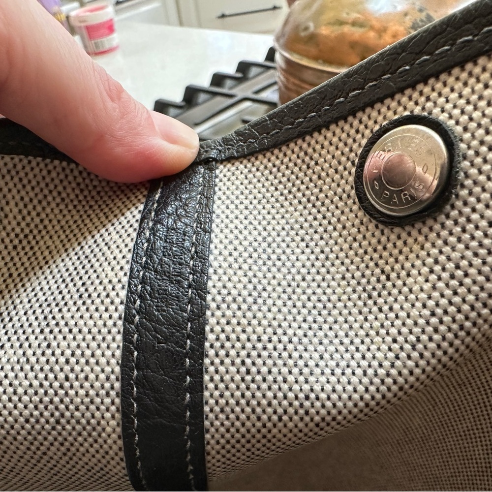 Hermes Beige and Black Canvas Tote - Picture 12 of 14